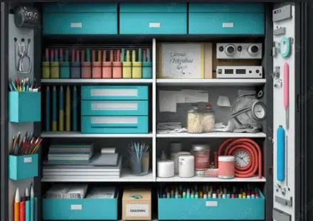 well stocked office supply closet