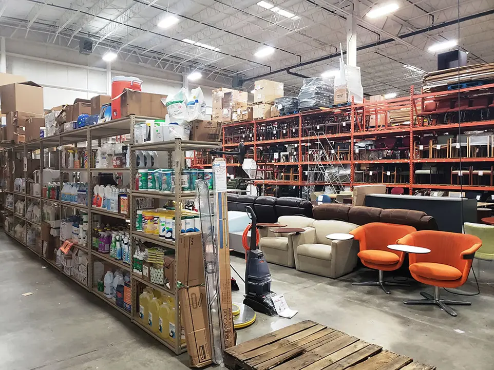 office supplies, office furniture, janitoriral supplies warehouse with office supplies, furniture, and janitorial supplies