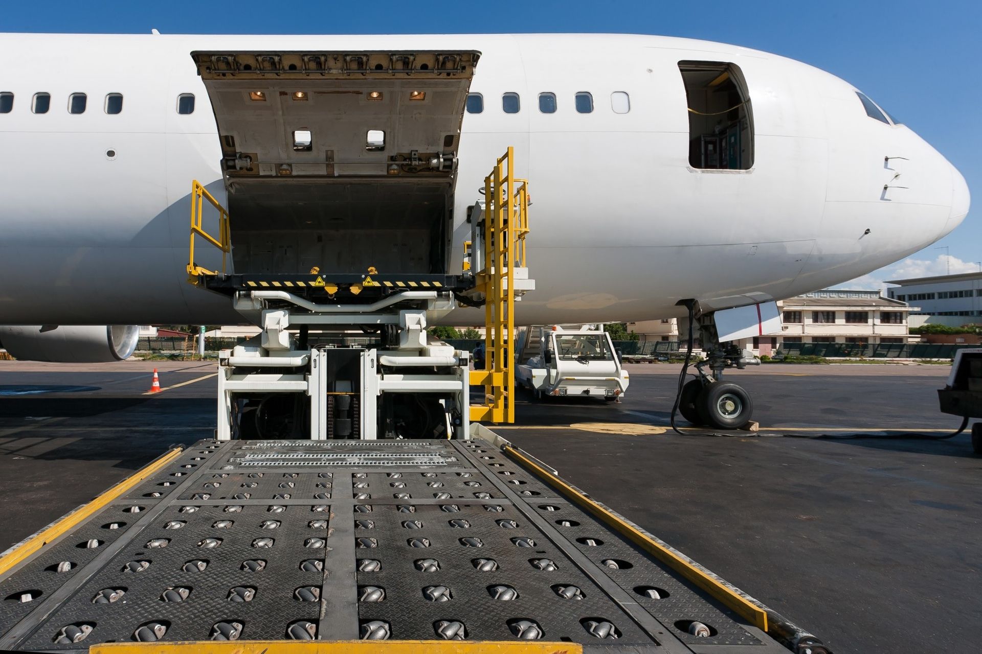 cargo loading onto a plane